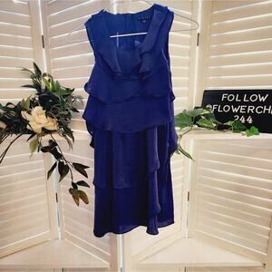 SISLEY BLUE LAYERED RUFFLE TOP SIZE XS